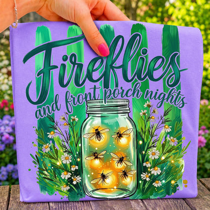 Fireflies and Front Porch Nights PNG, Country Summer Shirt Design, Rustic Mason Jar Sublimation