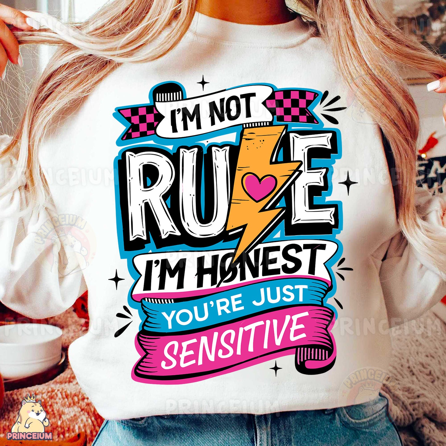 a woman wearing a t - shirt that says i'm not rude i '