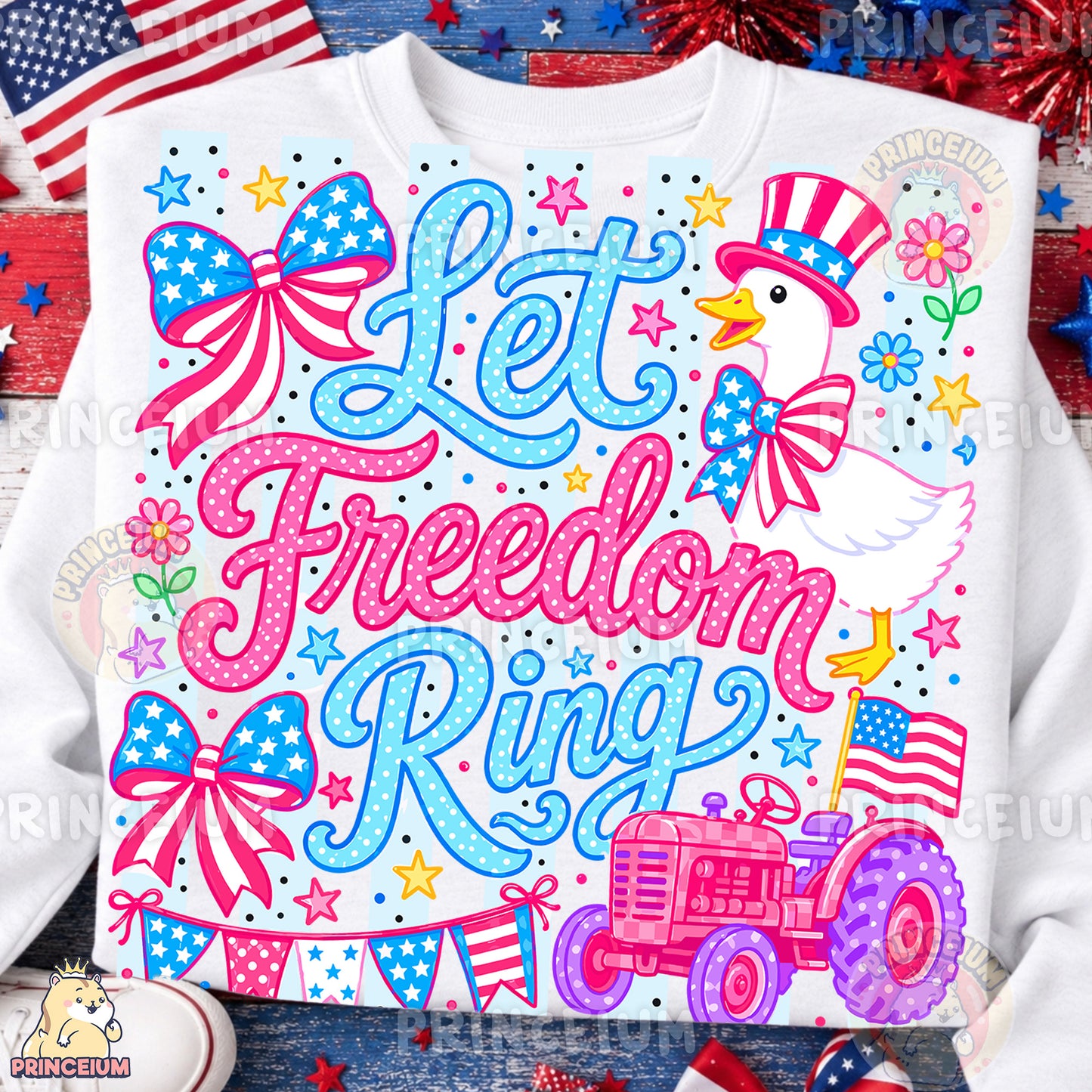 Let Freedom Ring PNG, Patriotic Goose Shirt Design, 4th of July Sublimation Graphic