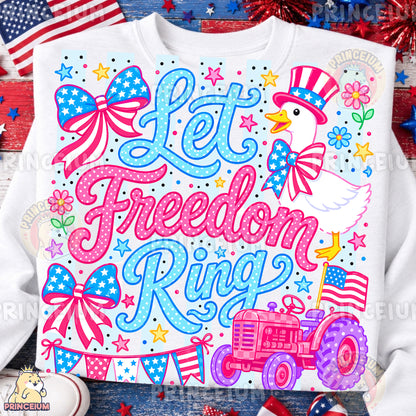 Let Freedom Ring PNG, Patriotic Goose Shirt Design, 4th of July Sublimation Graphic