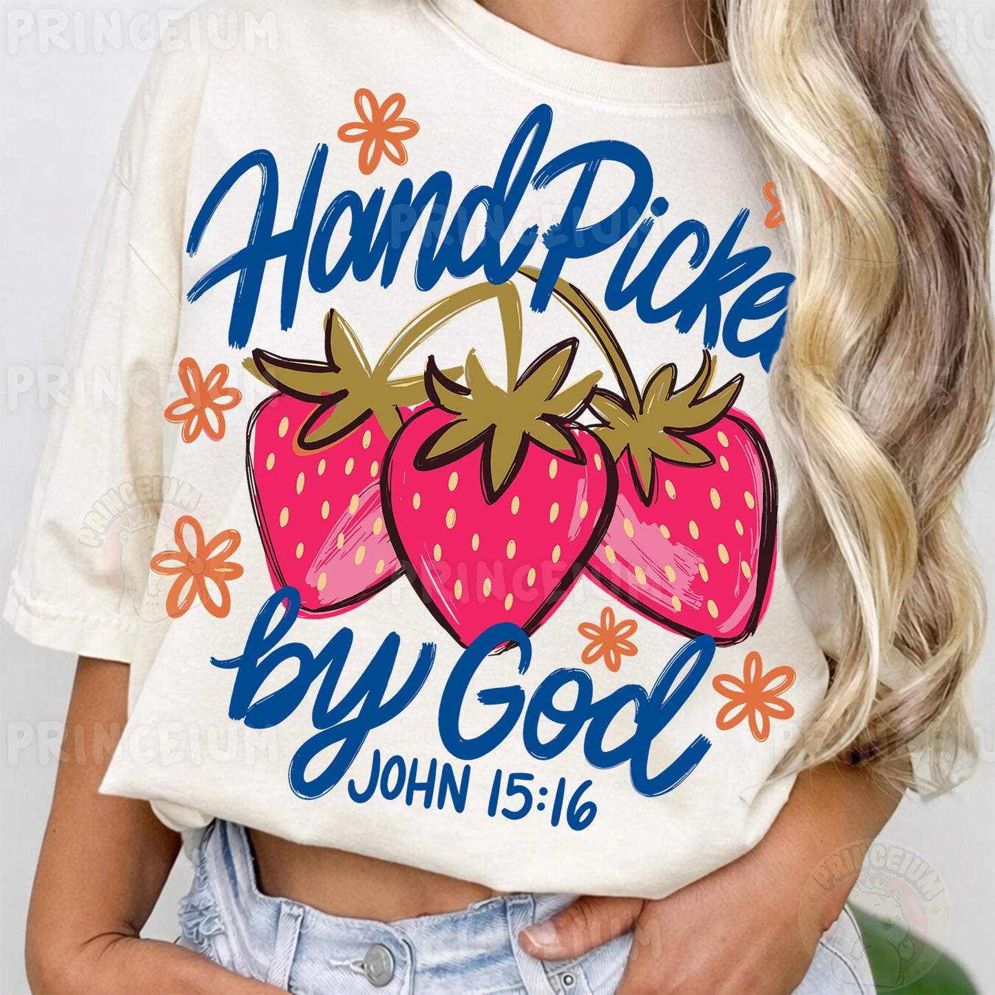 Hand Picked By God Sublimation Design PNG Strawberry Christian John 15:16 Digital Download