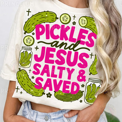 Pickles and Jesus Salty & Saved Sublimation Design PNG Funny Christian Digital Download