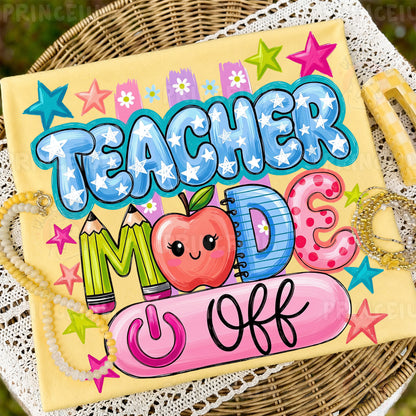 Teacher Mode On PNG, Cute Teacher Shirt Design, Back To School Graphic, Preppy Teacher Sublimation