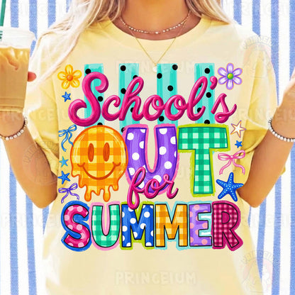 School's Out For Summer Sublimation Design PNG | Smiley Face Summer Digital Download