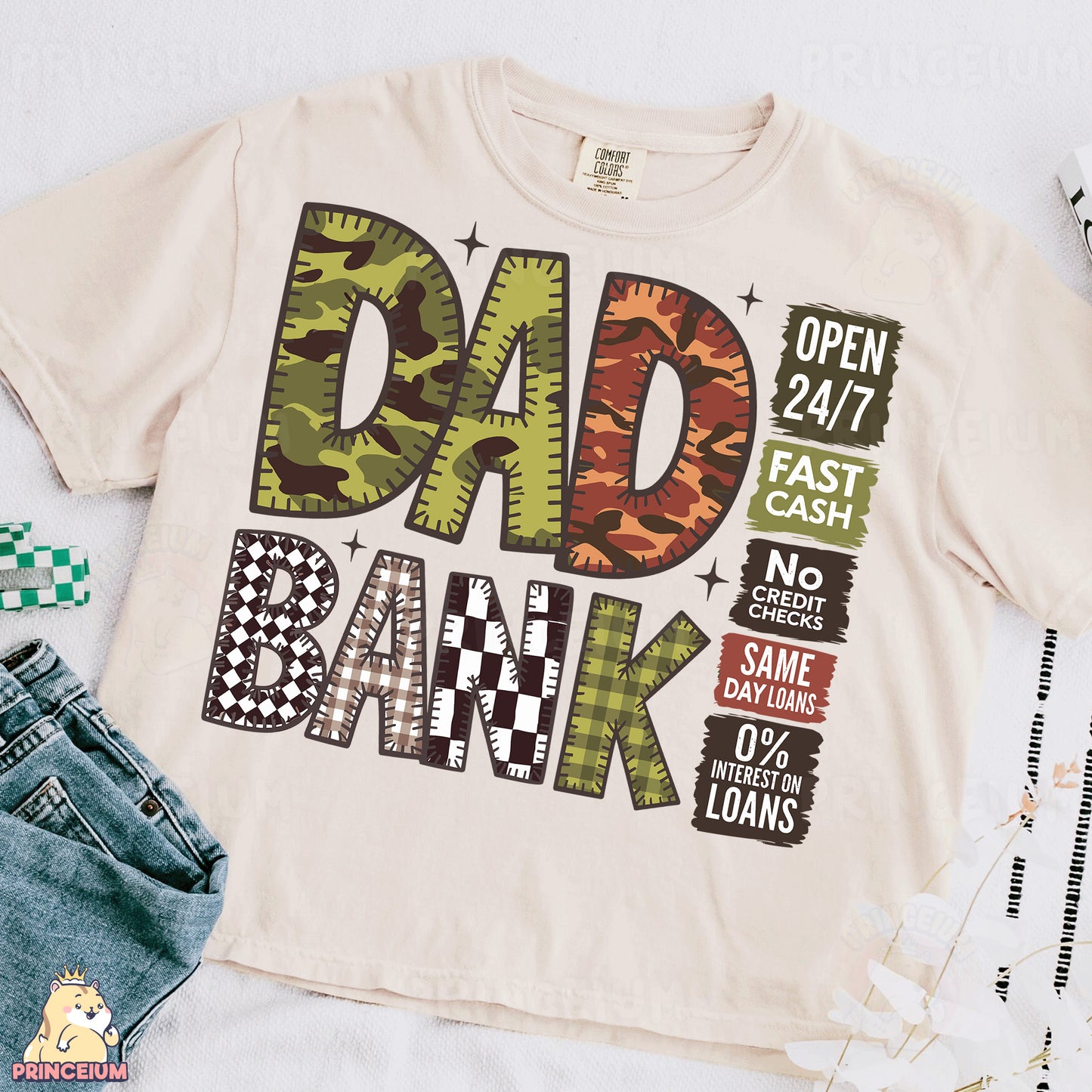 a t - shirt with the words dad bank printed on it