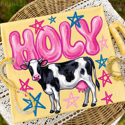 Holy Cow PNG, Funny Cow Shirt Design, Farm Animal Graphic, Western Country Sublimation