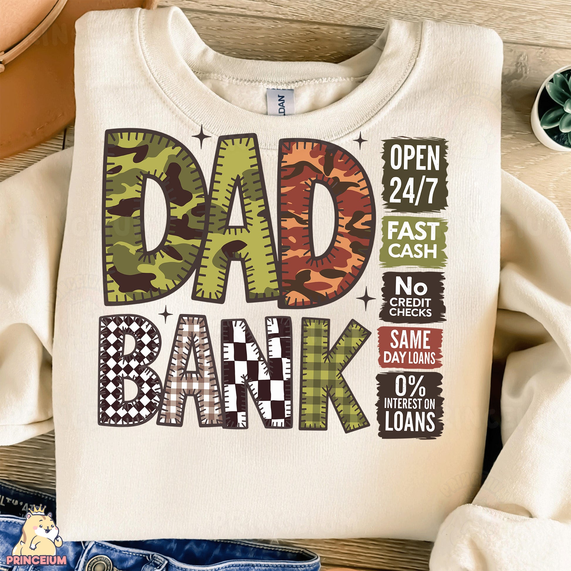 a t - shirt with the words dad bank printed on it