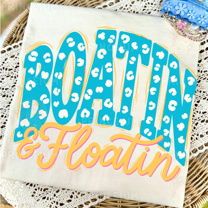 Boatin & Floatin Sublimation Design PNG | Leopard Print Lake Life Digital Download