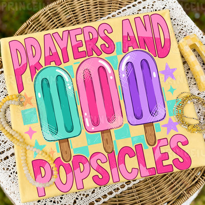 Prayers and Popsicles Sublimation Design PNG | Cute Christian Summer Digital Download