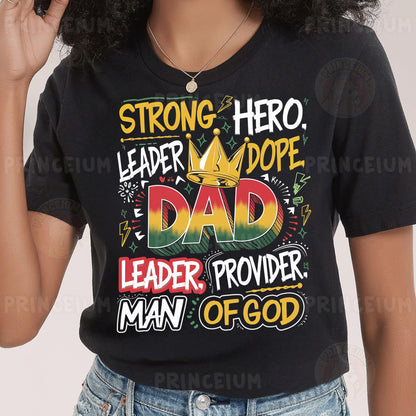 a woman wearing a t - shirt that says strong hero, hero, dad,