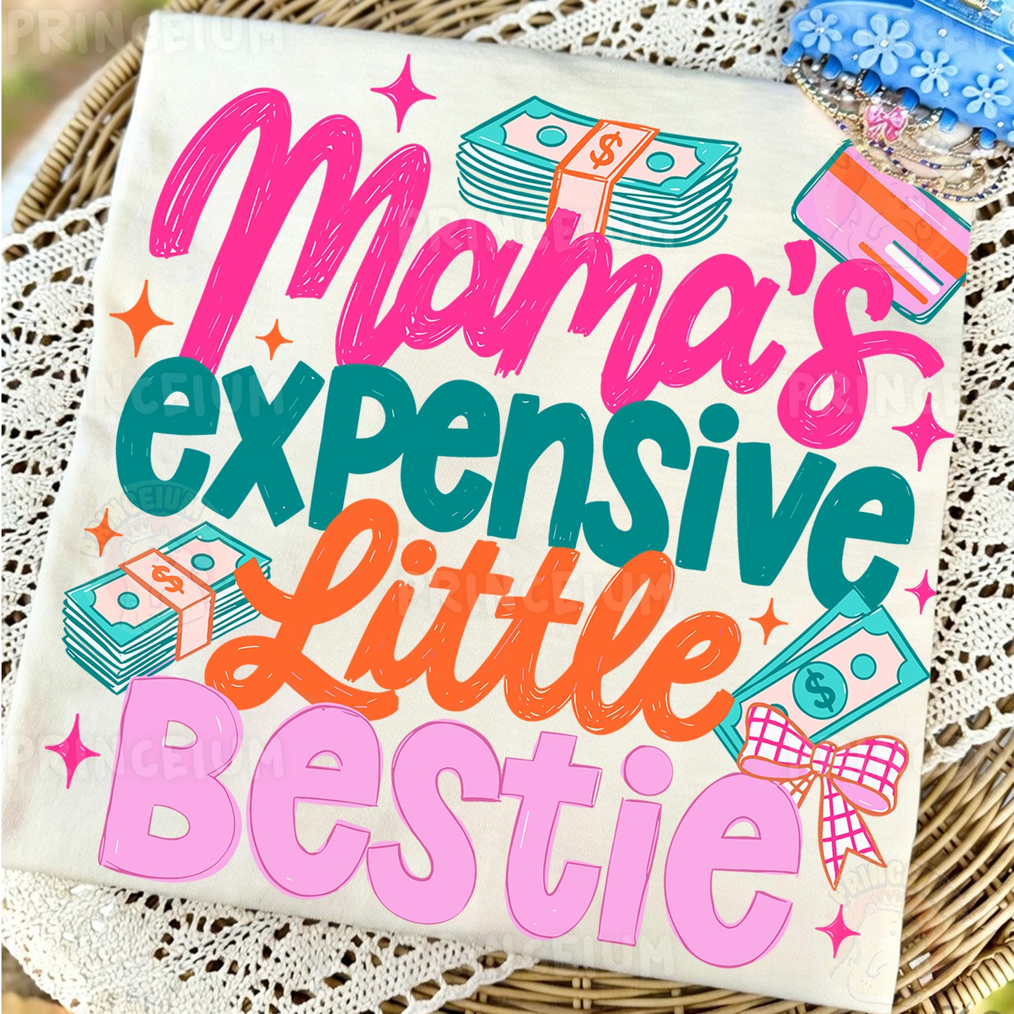 Mama's Expensive Little Bestie Sublimation Design PNG | Funny Money Mom Digital Download