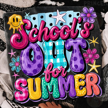 School’s Out For Summer PNG, Summer Vacation Shirt Design, Retro Teacher Sublimation