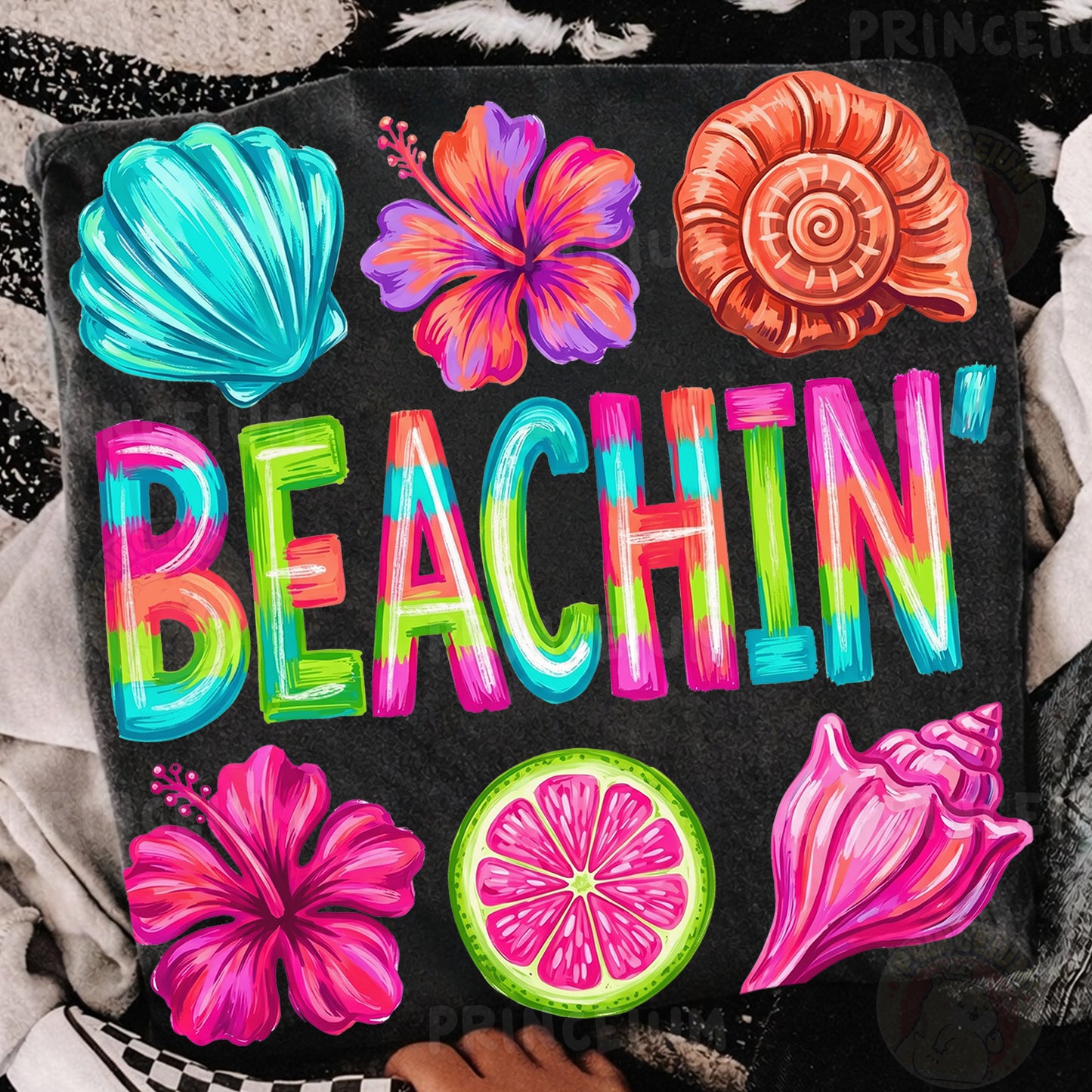 Beachin PNG, Tropical Summer Shirt Design, Cute Coastal Graphic, Retro Beach Sublimation