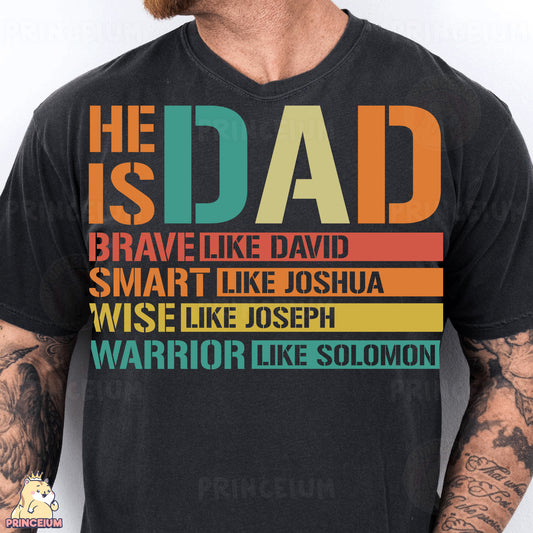 a man with a beard wearing a t - shirt that says he is a dad
