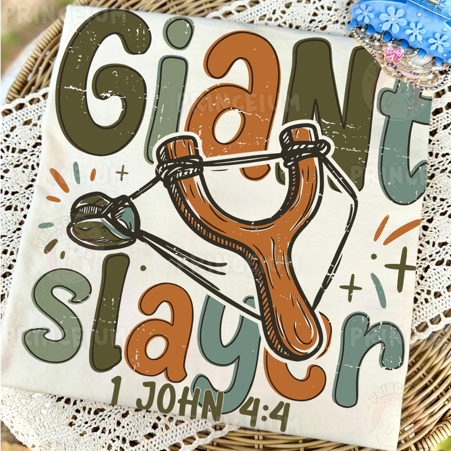 Giant Slayer Sublimation Design PNG | Christian Slingshot 1 John 4:4 Digital Download
