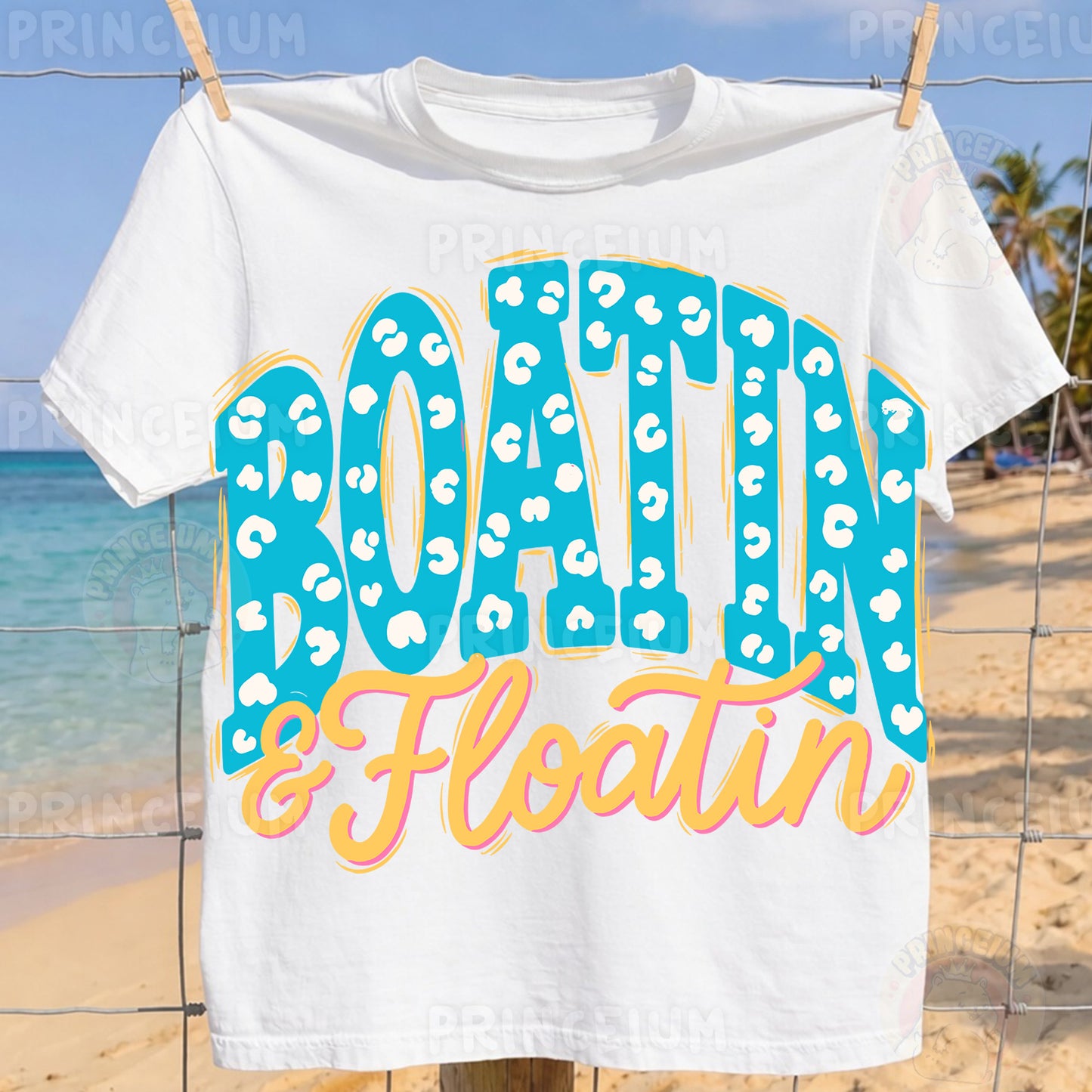 Boatin & Floatin Sublimation Design PNG | Leopard Print Lake Life Digital Download