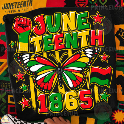 Juneteenth Butterfly Breaking Chains Sublimation Design PNG Freedom Day 1865 Digital Download