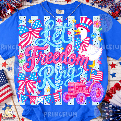Let Freedom Ring PNG, Patriotic Goose Shirt Design, 4th of July Sublimation Graphic