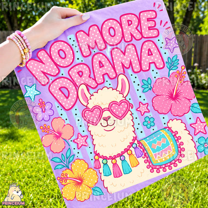 No More Drama Llama Sublimation Design PNG | Cute Llama with Heart Sunglasses Digital Download