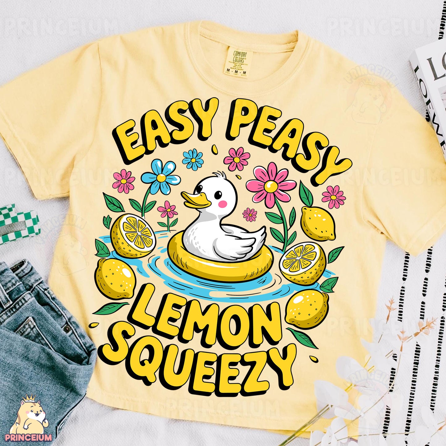a t - shirt that says easy peasy lemon squeezey
