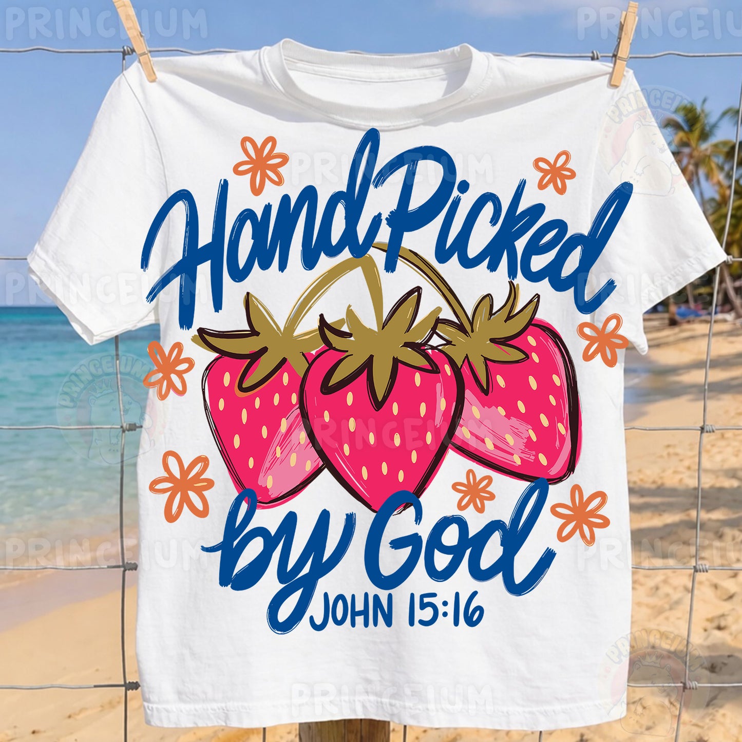 Hand Picked By God Sublimation Design PNG Strawberry Christian John 15:16 Digital Download