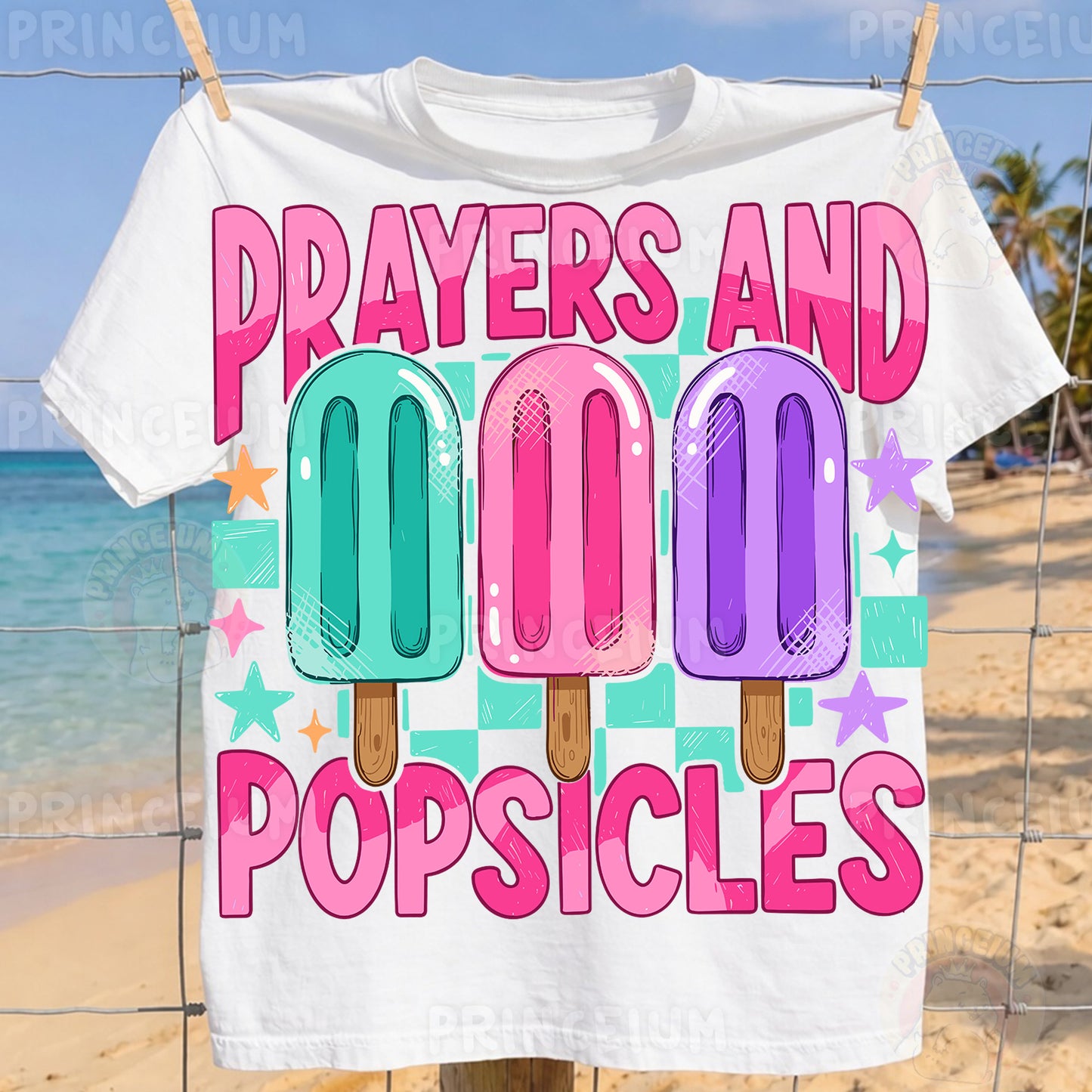 Prayers and Popsicles Sublimation Design PNG | Cute Christian Summer Digital Download