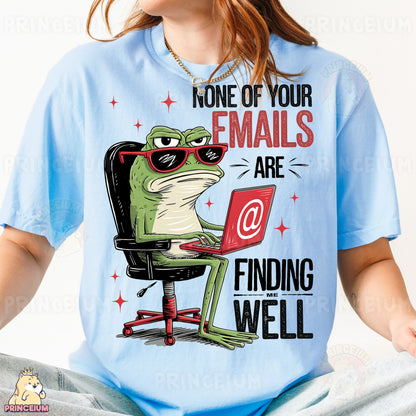a woman wearing a t - shirt with a frog on it