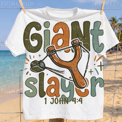 Giant Slayer Sublimation Design PNG | Christian Slingshot 1 John 4:4 Digital Download