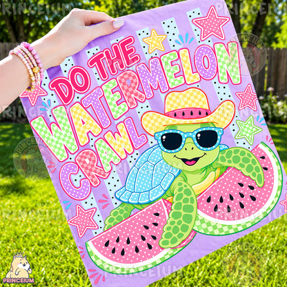 Do The Watermelon Crawl Sublimation Design PNG | Cute Turtle Watermelon Summer Digital Download