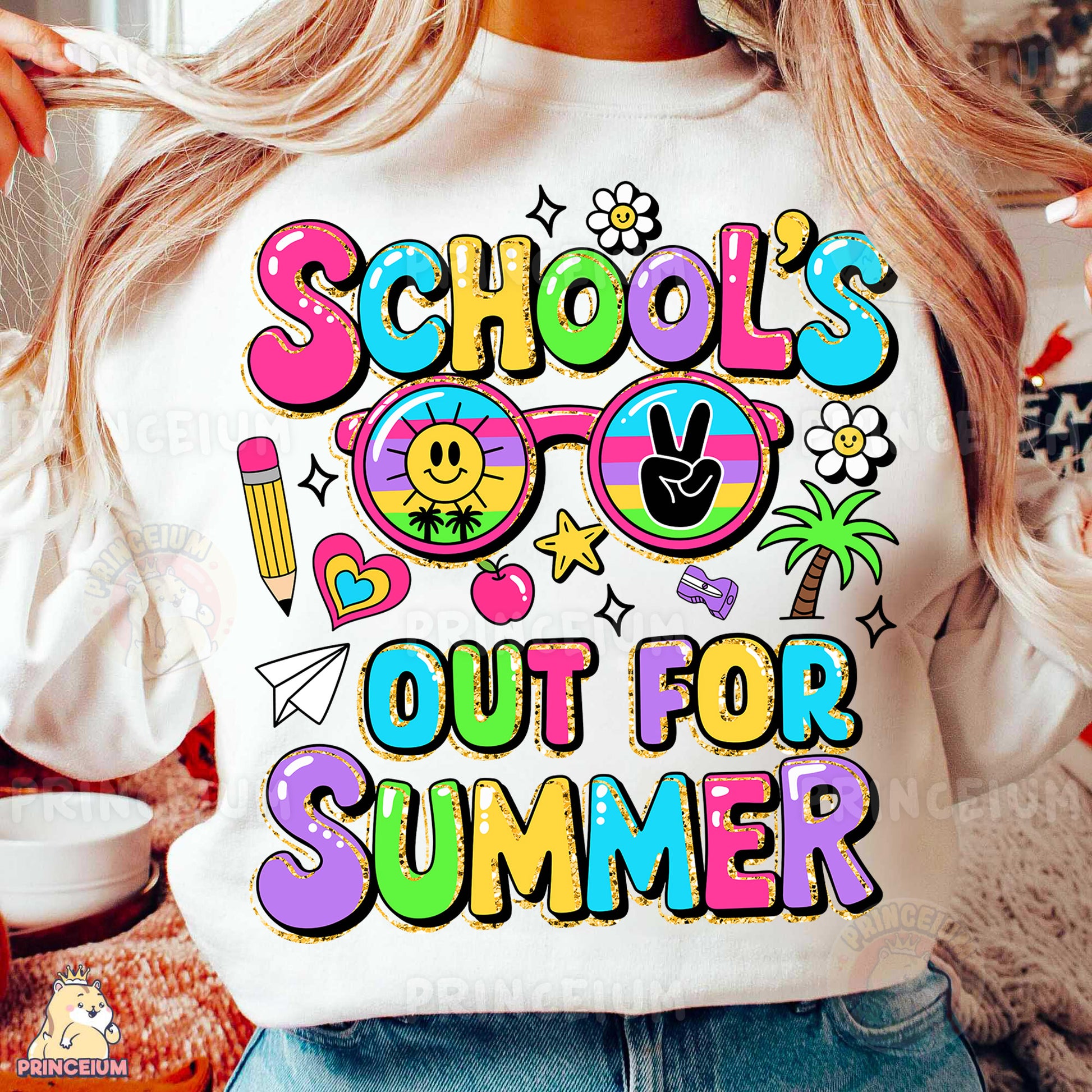 a woman wearing a school's out for summer t - shirt