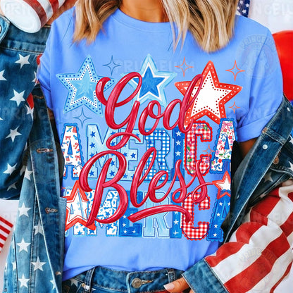God Bless America PNG, Patriotic Fourth of July Shirt Design, Retro USA Sublimation Graphic