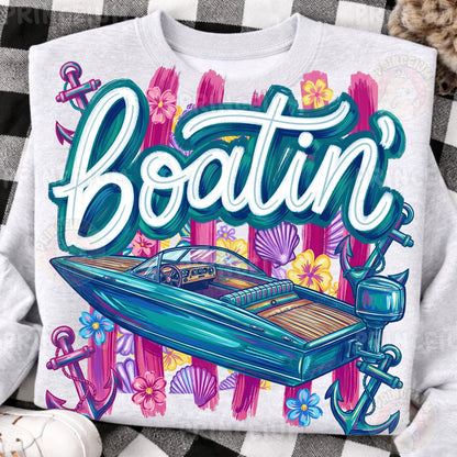 Boatin’ Sublimation Design PNG | Nautical Boat Summer Digital Download