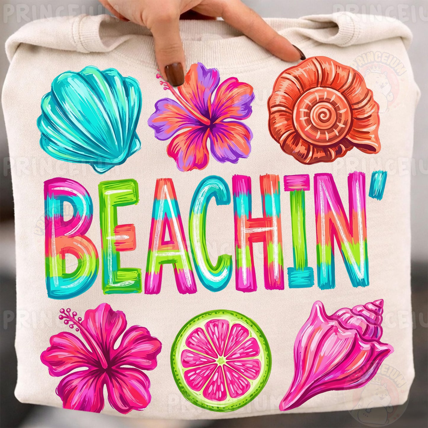 Beachin PNG, Tropical Summer Shirt Design, Cute Coastal Graphic, Retro Beach Sublimation