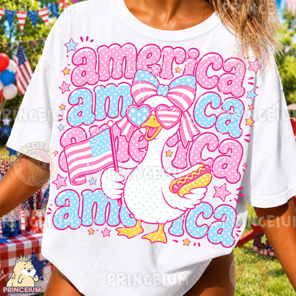 America Goose Hotdog Sublimation Design PNG Patriotic 4th of July Digital Download NEW26