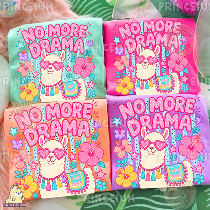 No More Drama Llama Sublimation Design PNG | Cute Llama with Heart Sunglasses Digital Download