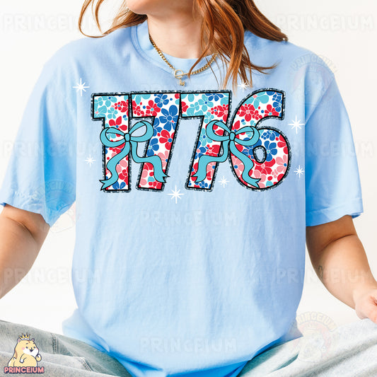 a woman wearing a blue t - shirt with the number seventy on it