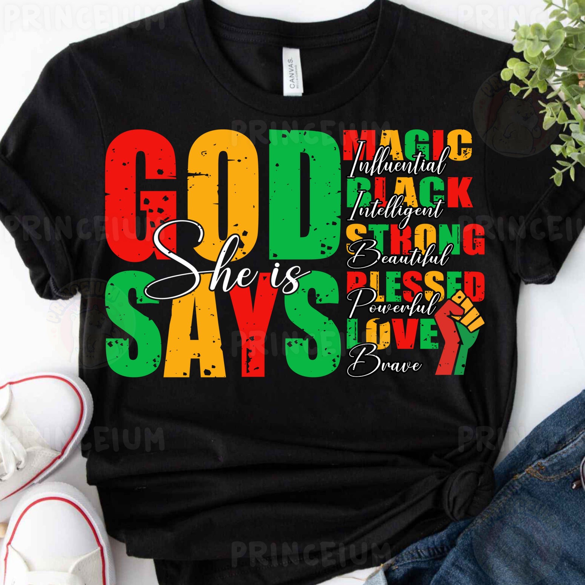 a t - shirt with the words god is saying