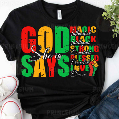 a t - shirt with the words god is saying