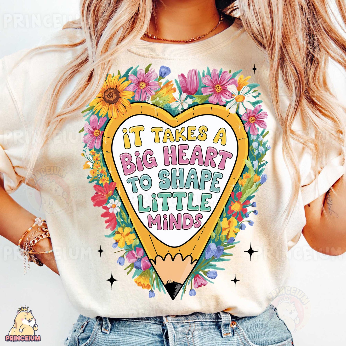 a woman wearing a t - shirt that says it takes a big heart to shape