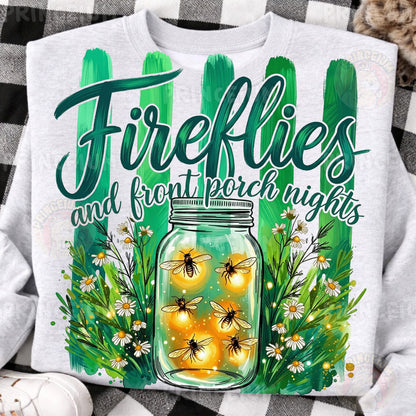 Fireflies and Front Porch Nights PNG, Country Summer Shirt Design, Rustic Mason Jar Sublimation
