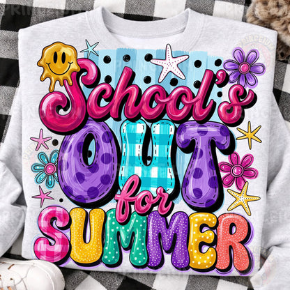School’s Out For Summer PNG, Summer Vacation Shirt Design, Retro Teacher Sublimation
