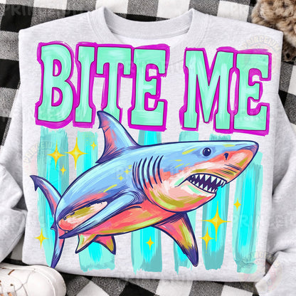 Bite Me Shark PNG, Funny Summer Beach Shirt Design, Shark Sublimation Graphic