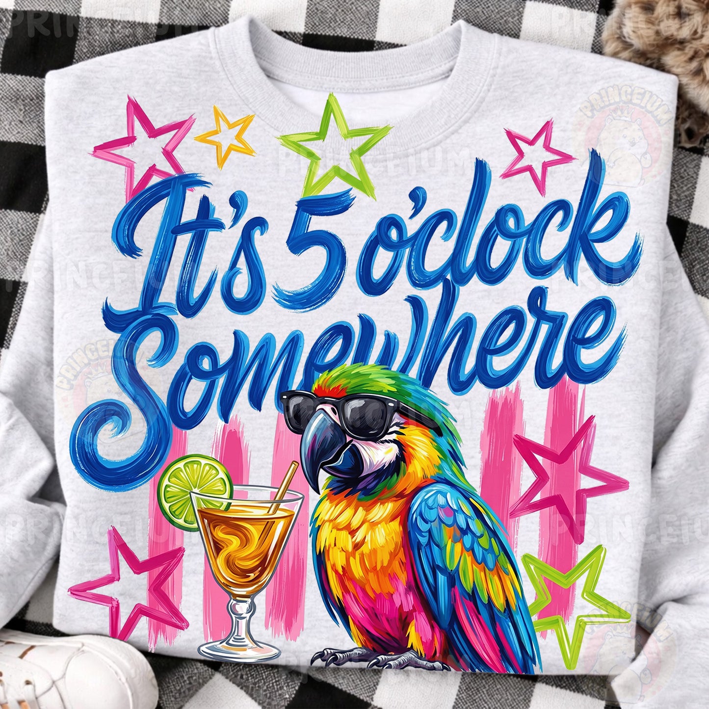 It's 5 O'Clock Somewhere PNG - Funny Parrot Sublimation Design for Shirts