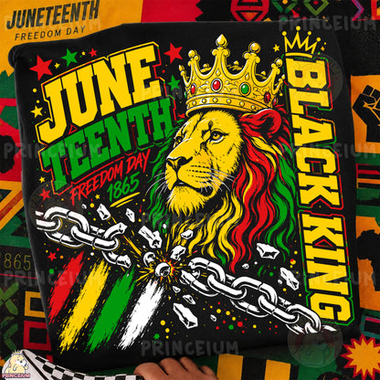 Black King Juneteenth Freedom Day 1865 Sublimation Design PNG Lion Crown Digital Download