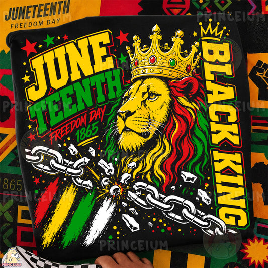 Black King Juneteenth Freedom Day 1865 Sublimation Design PNG Lion Crown Digital Download