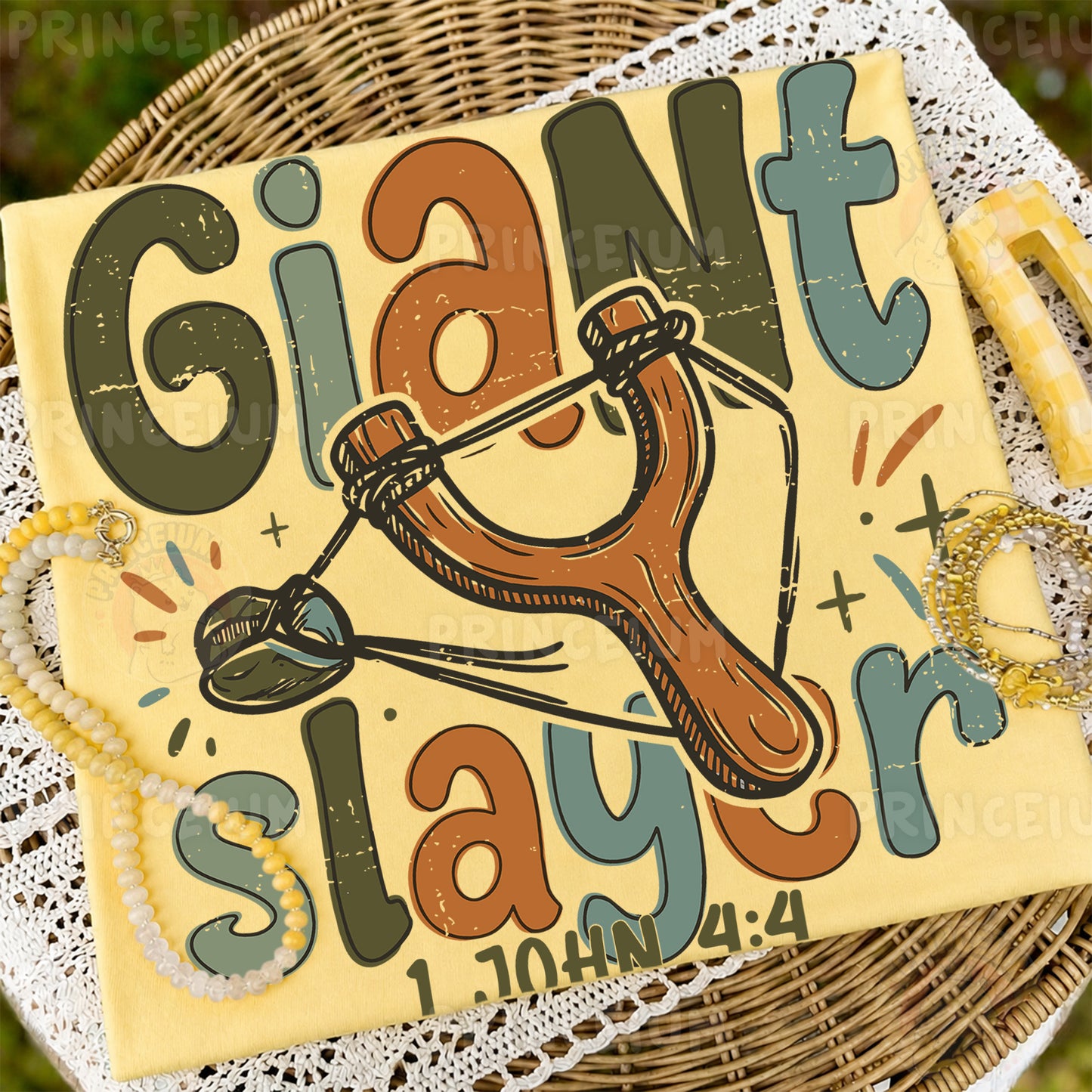 Giant Slayer Sublimation Design PNG | Christian Slingshot 1 John 4:4 Digital Download