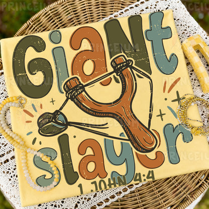 Giant Slayer Sublimation Design PNG | Christian Slingshot 1 John 4:4 Digital Download