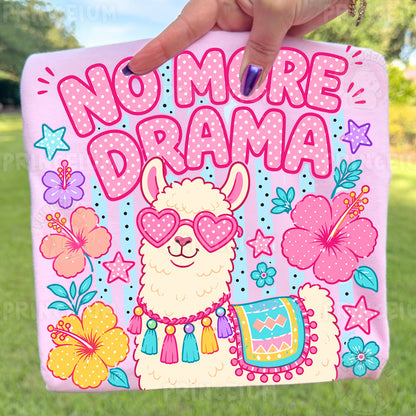 No More Drama Llama Sublimation Design PNG | Cute Llama with Heart Sunglasses Digital Download