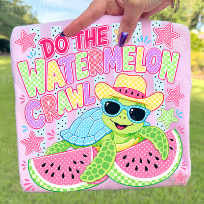 Do The Watermelon Crawl Sublimation Design PNG | Cute Turtle Watermelon Summer Digital Download