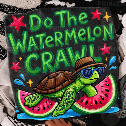 Do The Watermelon Crawl Sublimation Design PNG Turtle Watermelon Summer Digital Download